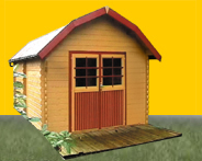 Abri de jardin en bois  style Rustique 245B  4.9m2 avec 1 Double Port vitr�e