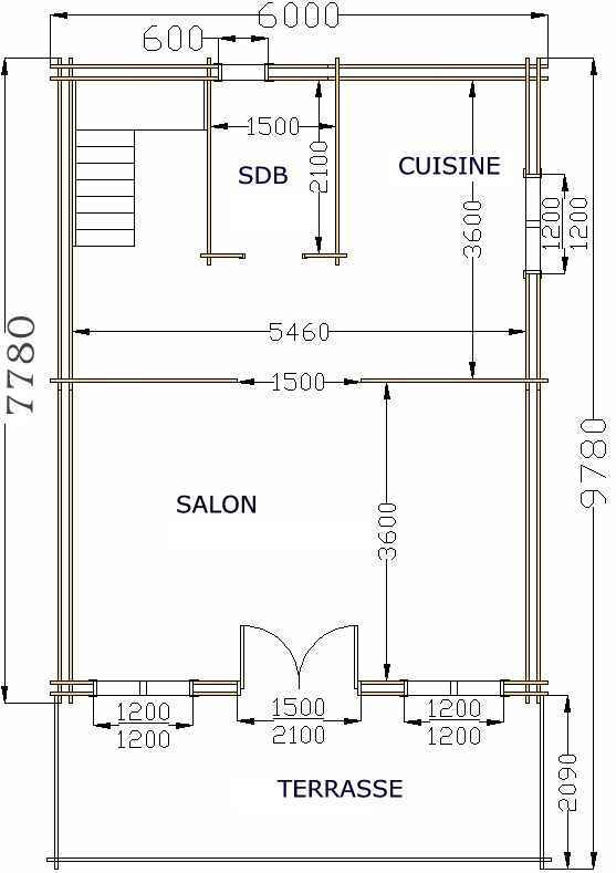 maison bois plan rez-de-chausse