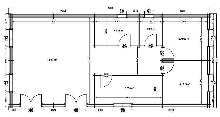 plan au sol chalet 90m2