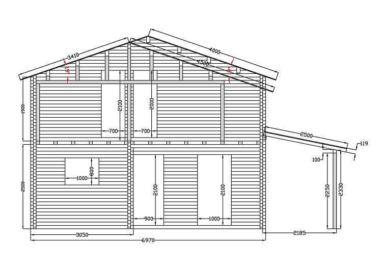 plan rdc chalet bois